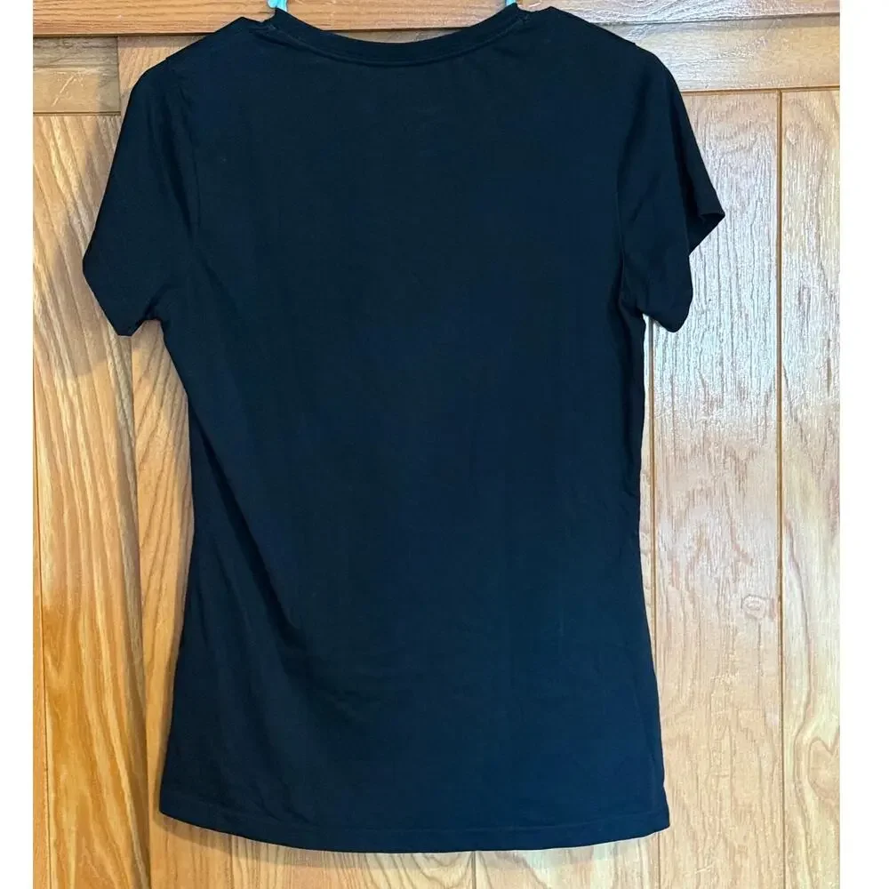 Black Nike Graphic T-Shirt V-Neck Floral Confetti Logo Size M